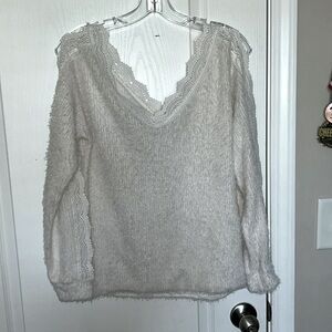 white off-the-shoulder sweater